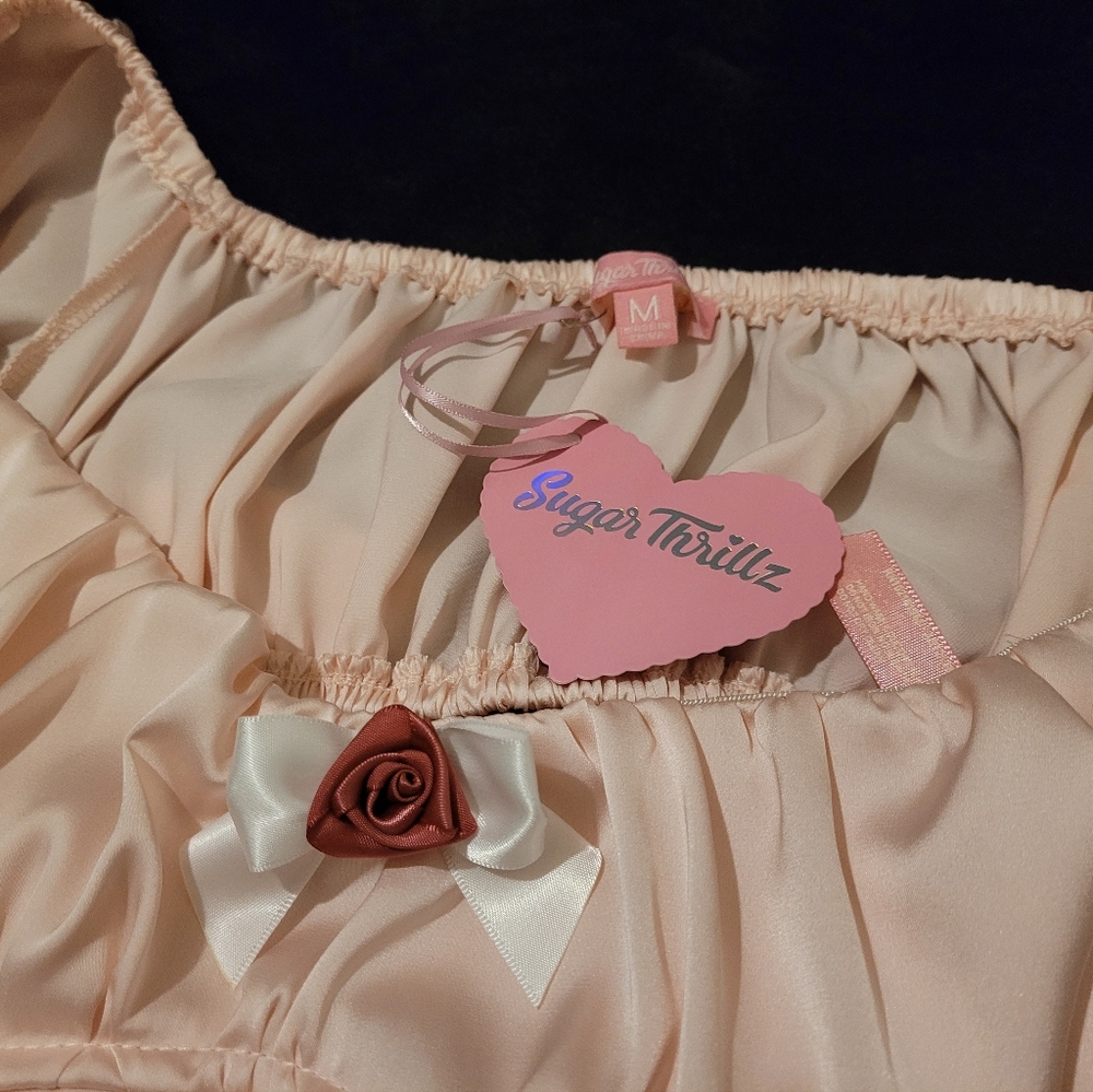 Sugar Thrillz Pink Satin Crop Top - Picture 3 of 3